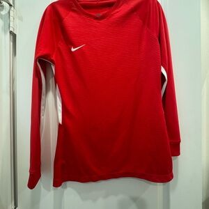 Nike Red and White Long Sleeve Sweatshirt